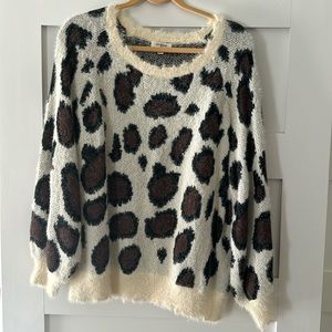 Fuzzy Leopard Print Sweater